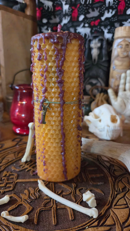 Kick Down the Door Seirdr Beeswax Spell Candle - A Flame for Breakthrough, Forceful Movement, and Refusing Continued Delay