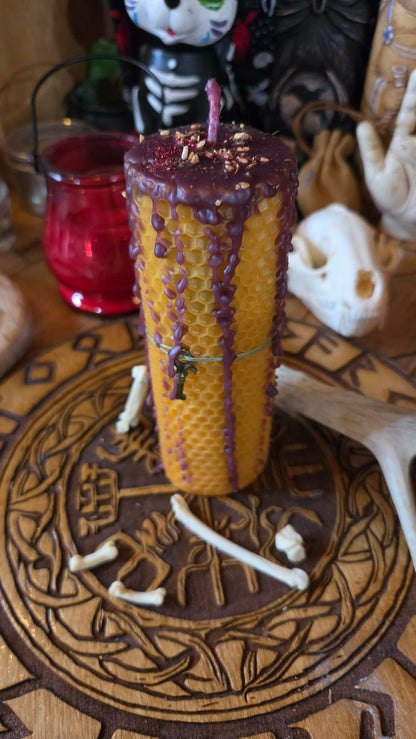Kick Down the Door Seirdr Beeswax Spell Candle - A Flame for Breakthrough, Forceful Movement, and Refusing Continued Delay
