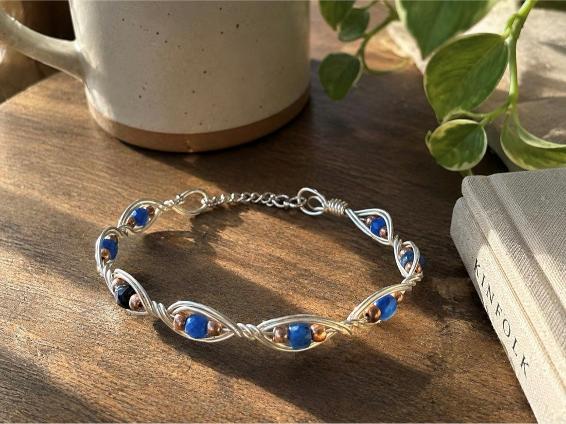 Silver Bracelet with Kyanite Crystals