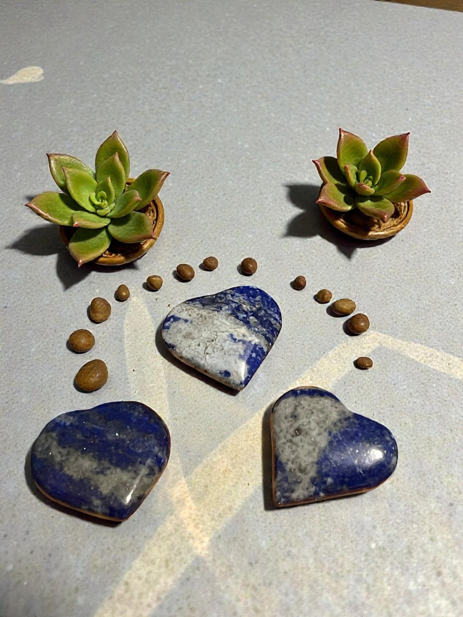 Lapis Lazuli heart carvings