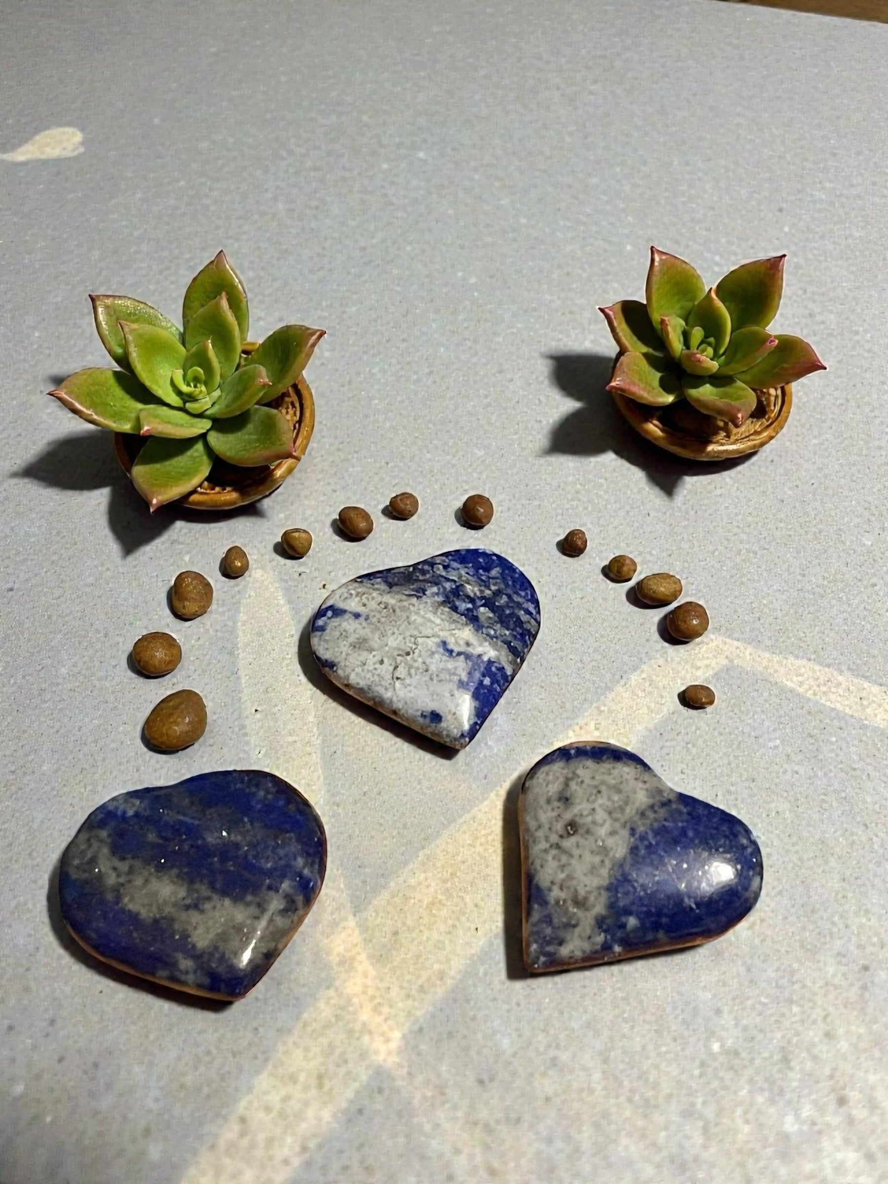Lapis Lazuli heart carvings