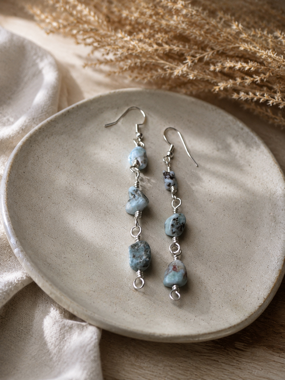 Sterling Silver Larimar Earrings