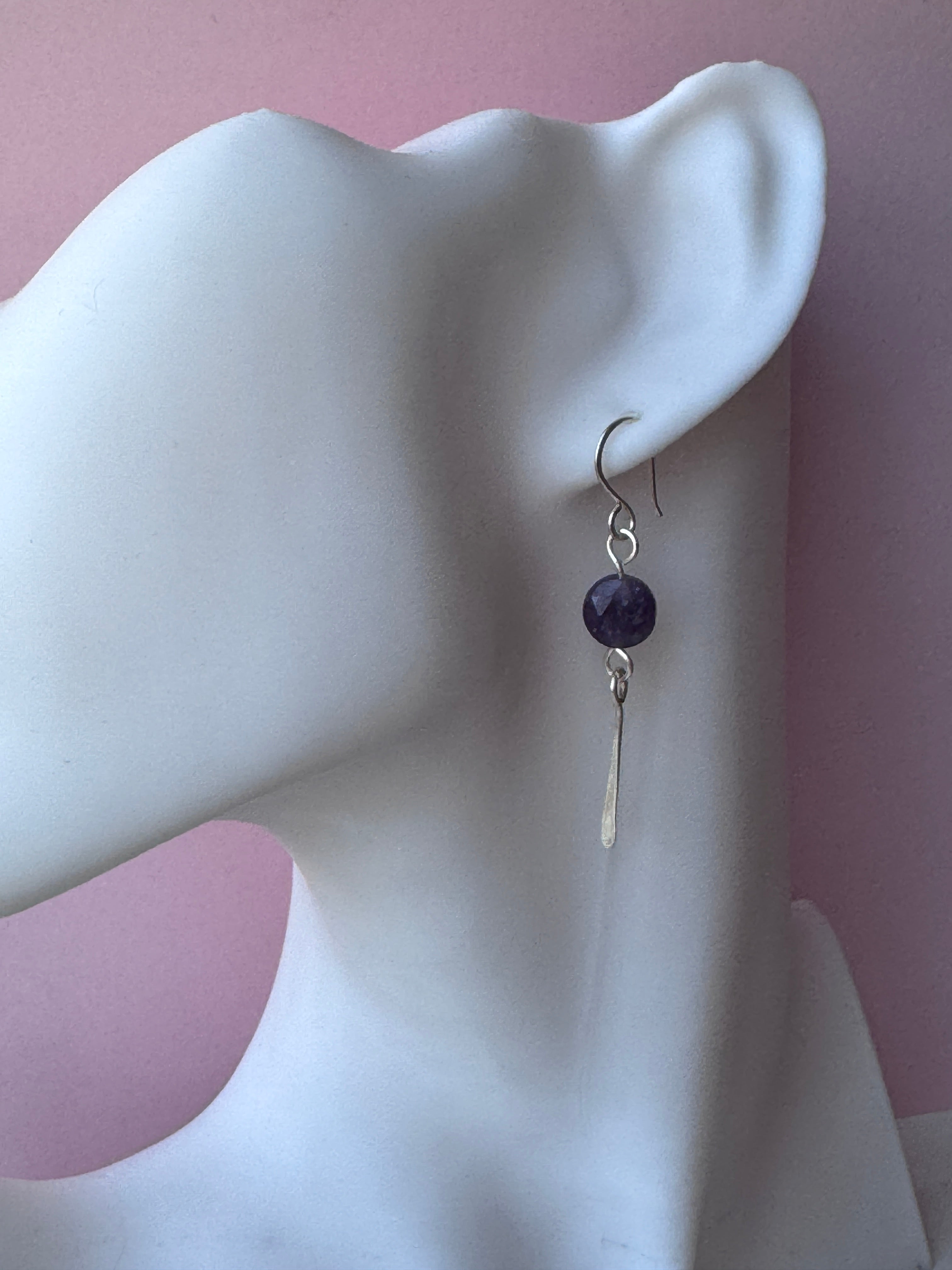 Silver Wire Wrapped Earrings with Lepidolite Crystals