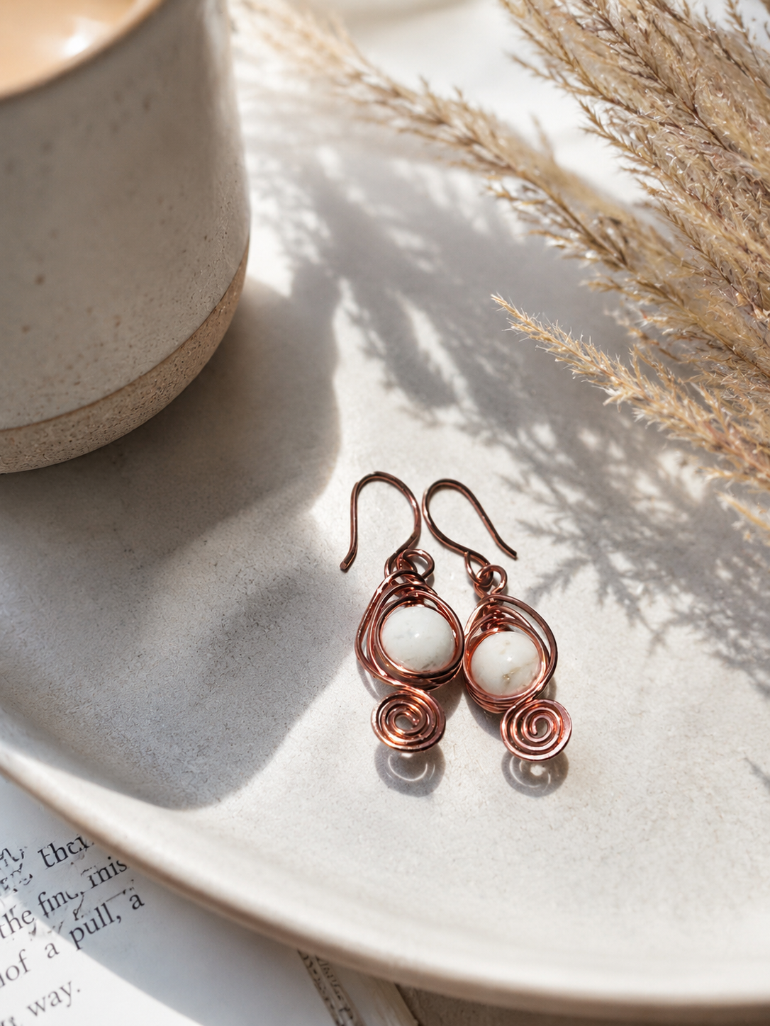 Copper Earrings wtih Magnesite Gemstones