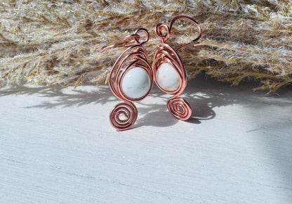 Copper Earrings wtih Magnesite Gemstones