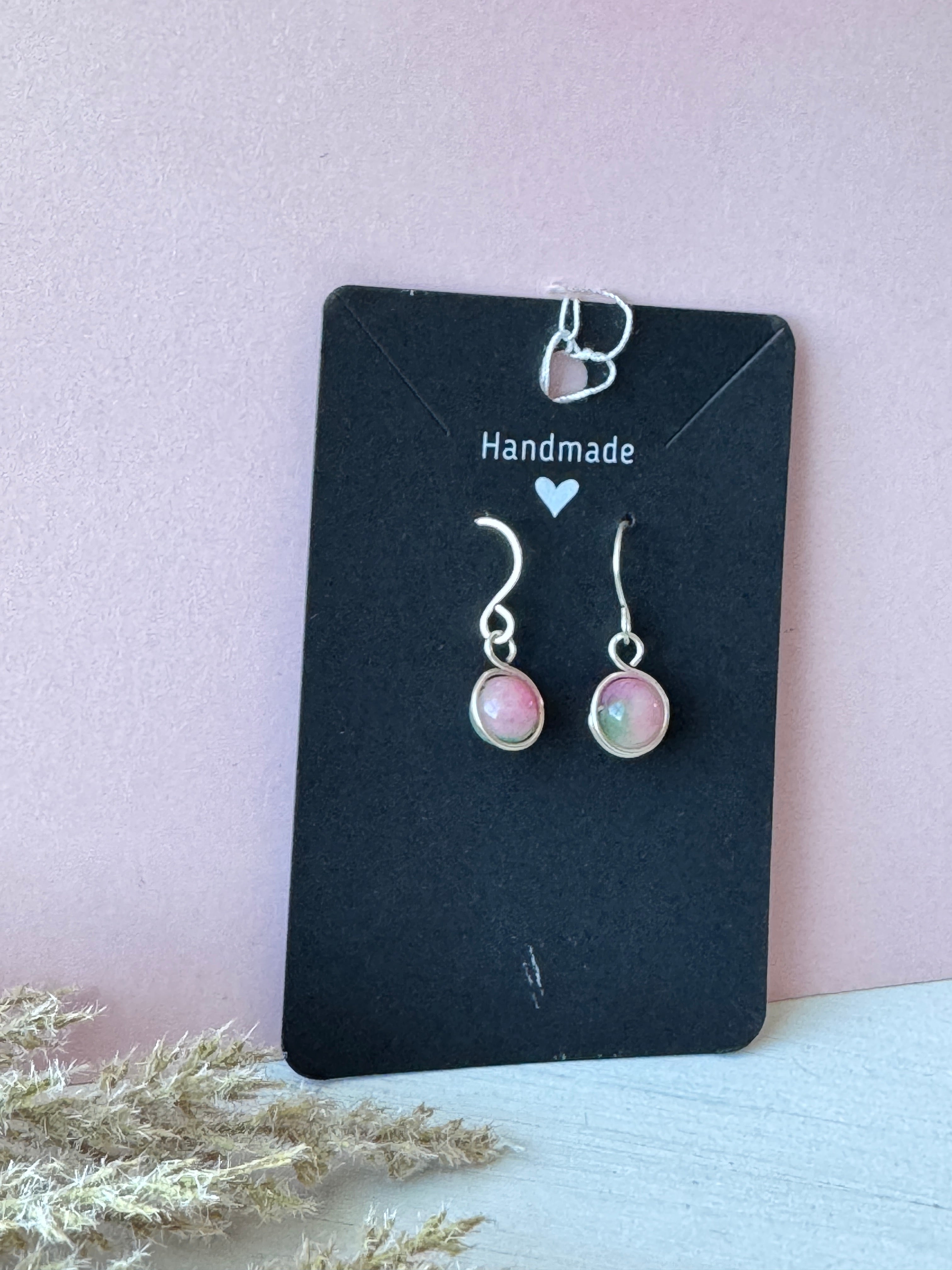 Silver Wire Wrapped Minimalist Earrings with Malaysian Jade Gemstones