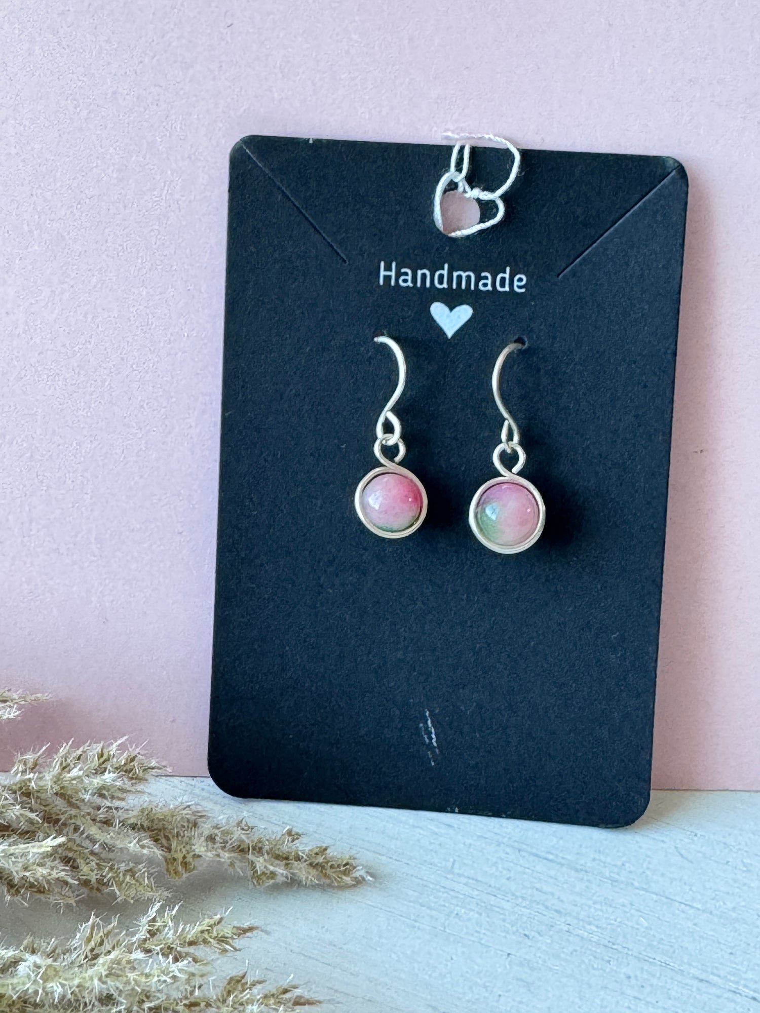 Silver Wire Wrapped Minimalist Earrings with Malaysian Jade Gemstones