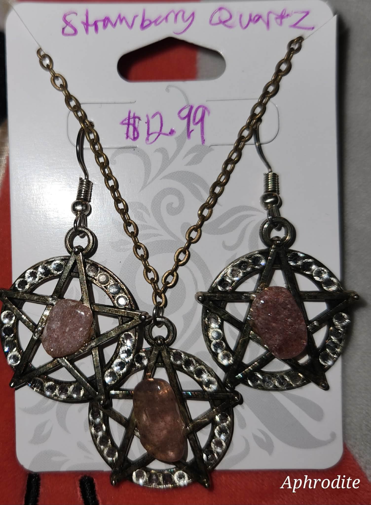 Pentacle and crystal jewelry set