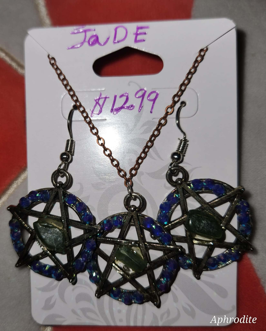 Pentacle and crystal jewelry set
