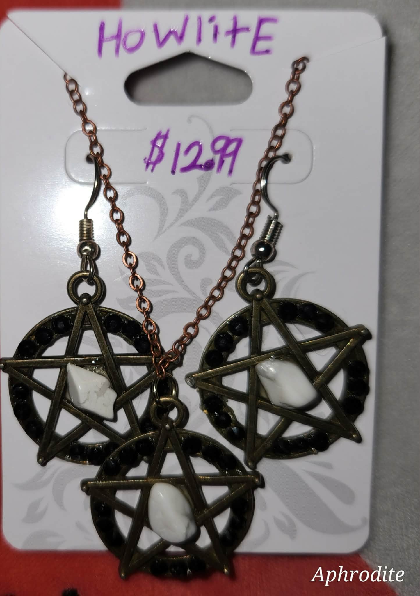 Pentacle and crystal jewelry set