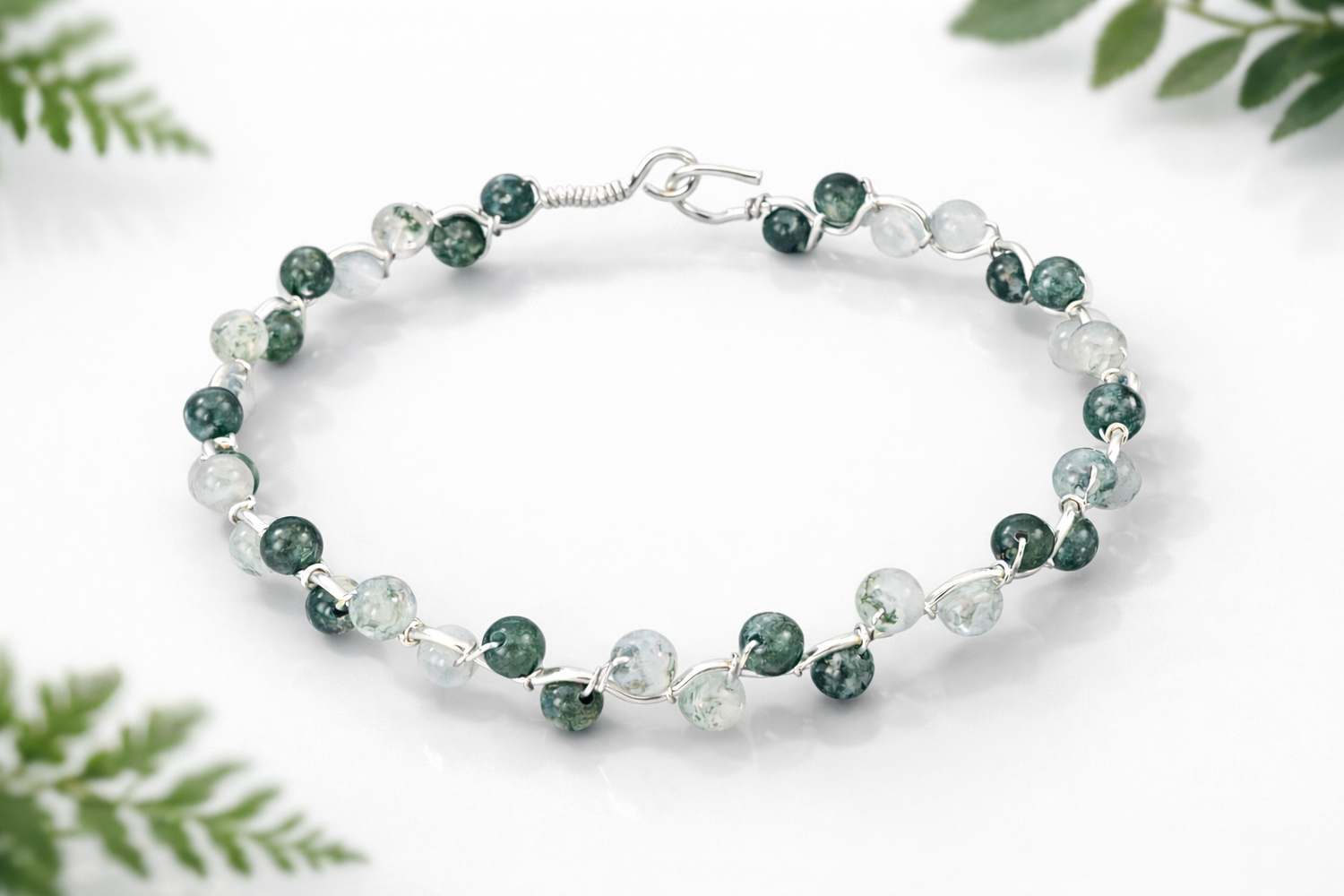 Moss Agate Wavy Bracelet