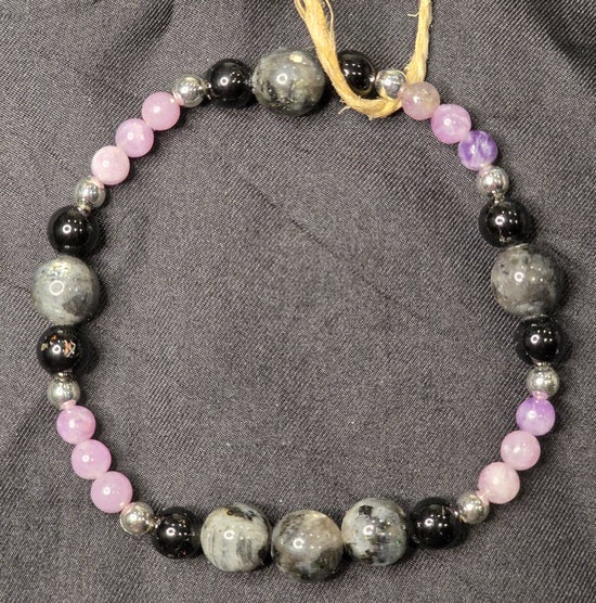 Black Tourmaline/ Larvikite/ Lepidolite