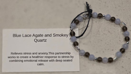 Blue Lace Agate/ Smokey Quartz