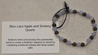 Blue Lace Agate/ Smokey Quartz