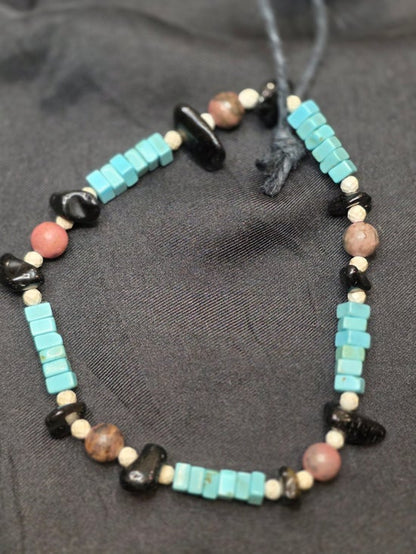 Black Obsidian/ Howlite/ Rhodonite/ Turquoise (fake)
