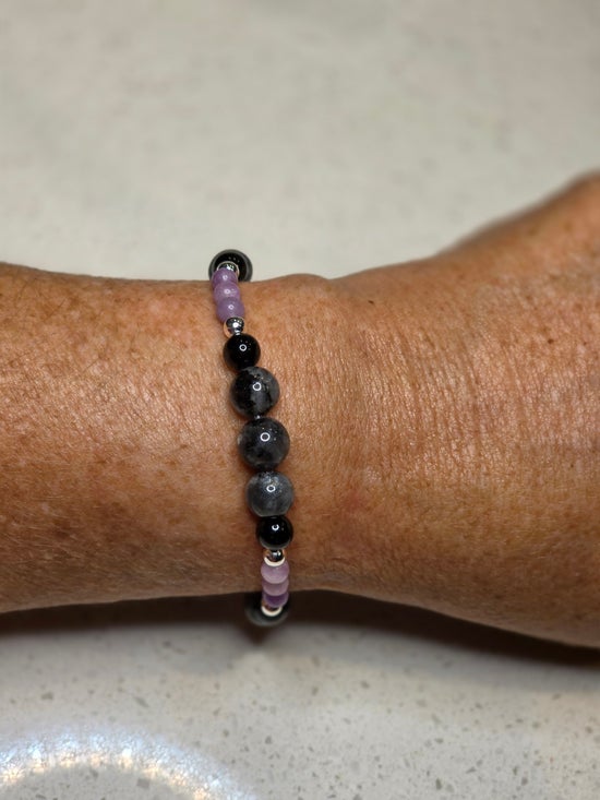 Black Tourmaline/ Larvikite/ Lepidolite