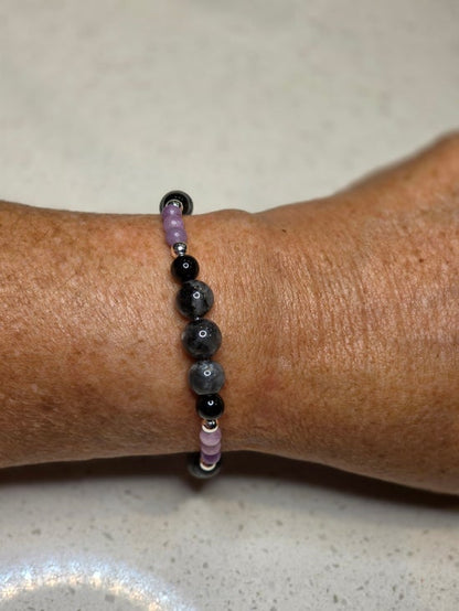 Black Tourmaline/ Larvikite/ Lepidolite