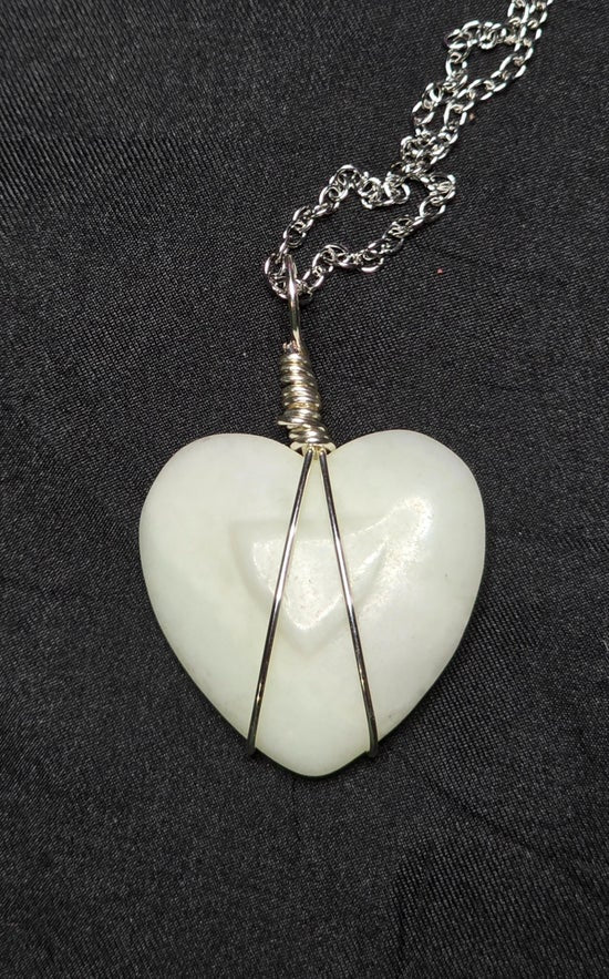 White Jade Heart Necklace
