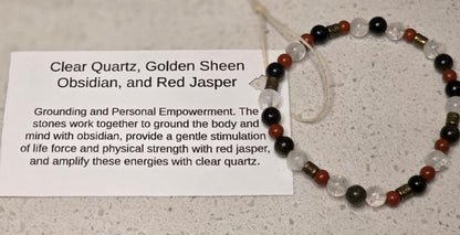 Clear Quartz/ Golden Sheen Obsidian/ Red Jasper