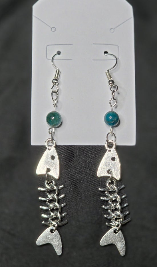 Fish Bones Earrings with Apatite