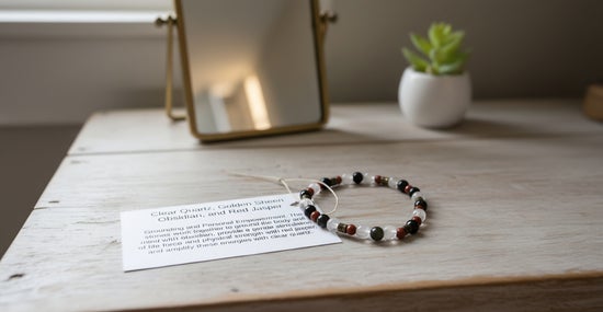 Clear Quartz/ Golden Sheen Obsidian/ Red Jasper