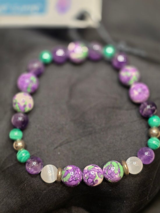 Amethyst/ Dyed Jade (Purple/Green)/ Malachite/ Selenite