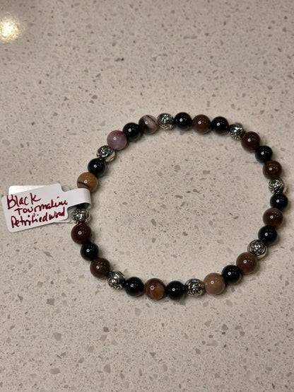 Black Tourmaline/ Petrified Wood