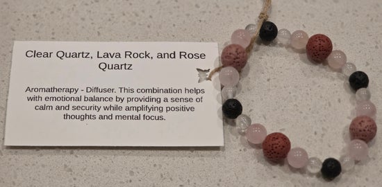 Clear Quartz/ Lava Rock/ Rose Quartz