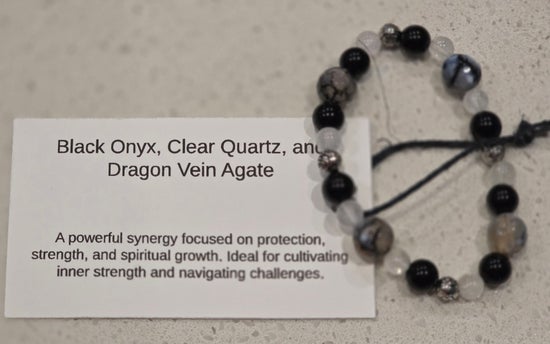 Black Onyx/ Clear Quartz/ Dragon Agate