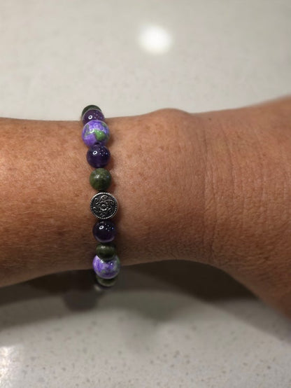 Amethyst/ Dyed Jade (Purple/Green)/ Green Jade