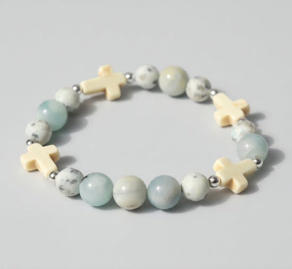 Aquamarine/ Howlite/ Kiwi Jasper