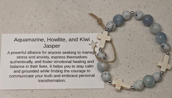 Aquamarine/ Howlite/ Kiwi Jasper