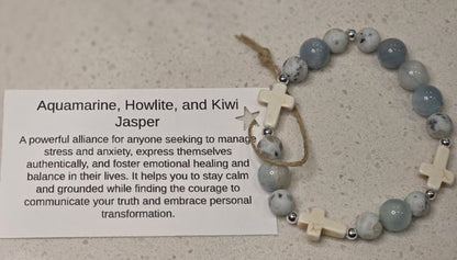 Aquamarine/ Howlite/ Kiwi Jasper