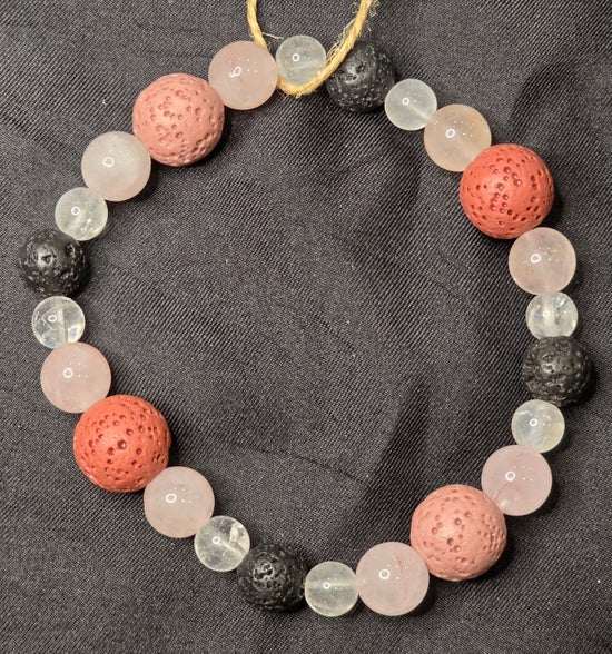 Clear Quartz/ Lava Rock/ Rose Quartz