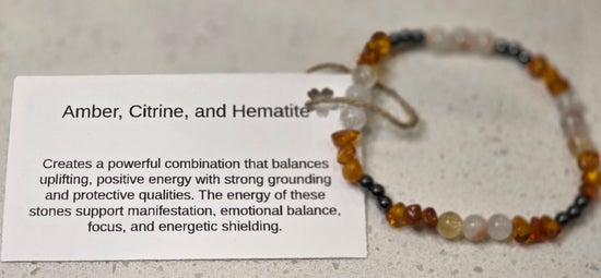 Amber/ Citrine/ Hematite