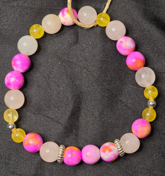 Citrine/ Dyed Agate (Pink/Yellow)/ Rose Quartz