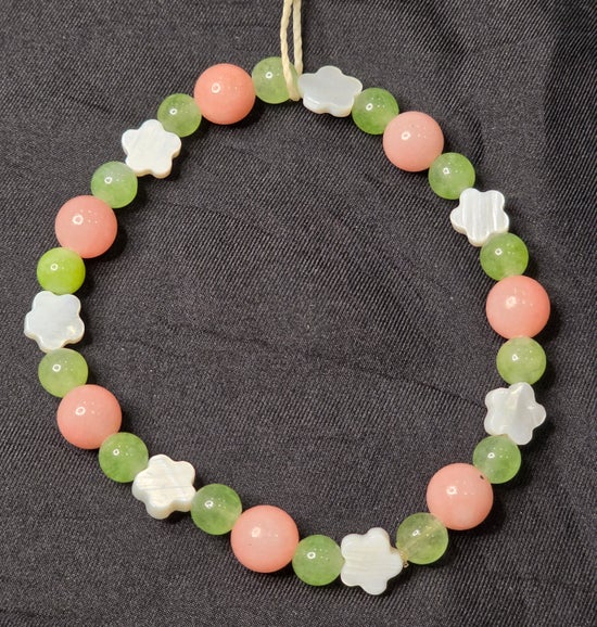 Olivine Peridot/ Pink Opal/ Shell