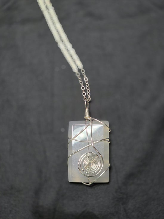 Rose Quartz Necklace with Spiral
