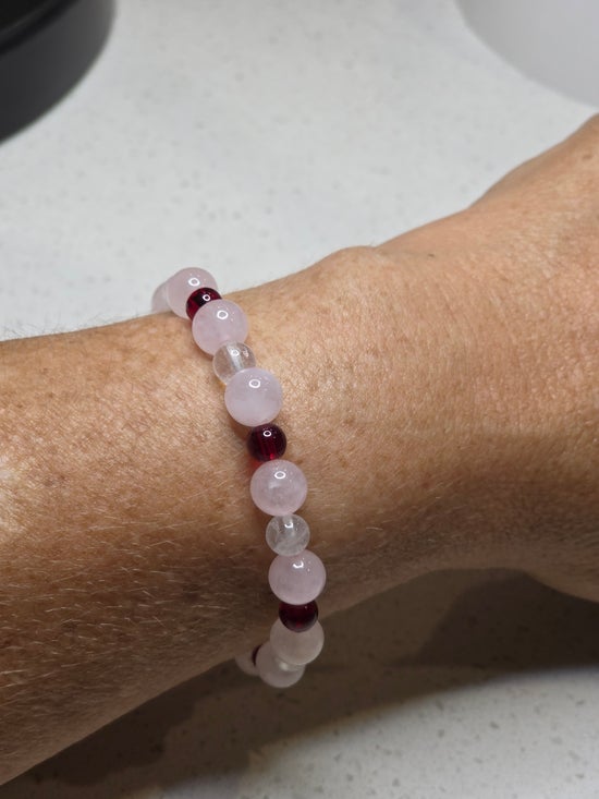 Clear Quartz/ Garnet/ Rose Quartz