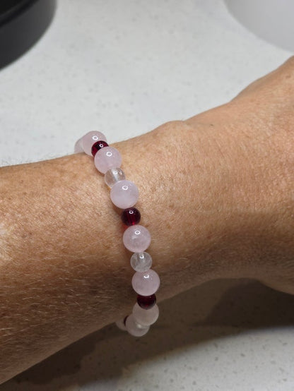 Clear Quartz/ Garnet/ Rose Quartz