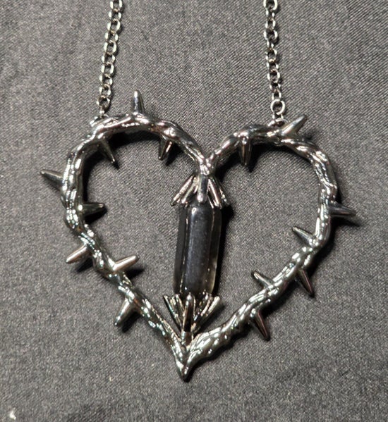 Thorned Heart with Crystal Focal Necklace