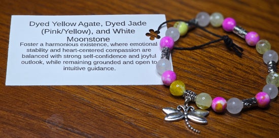 Dyed Yellow Agate/ Dyed Jade (Pink/ Yellow)/ White Moonstone