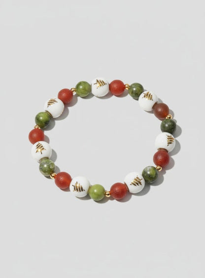 Christmas Tree/ Frosted Agate/ Green Jade