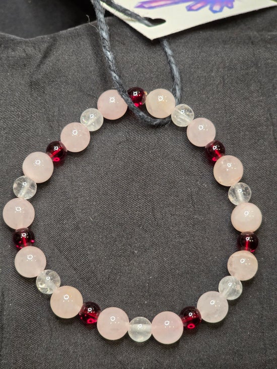Clear Quartz/ Garnet/ Rose Quartz