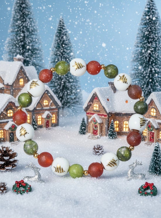 Christmas Tree/ Frosted Agate/ Green Jade