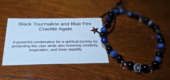 Black Tourmaline/ Blue Fire Crackle Agate