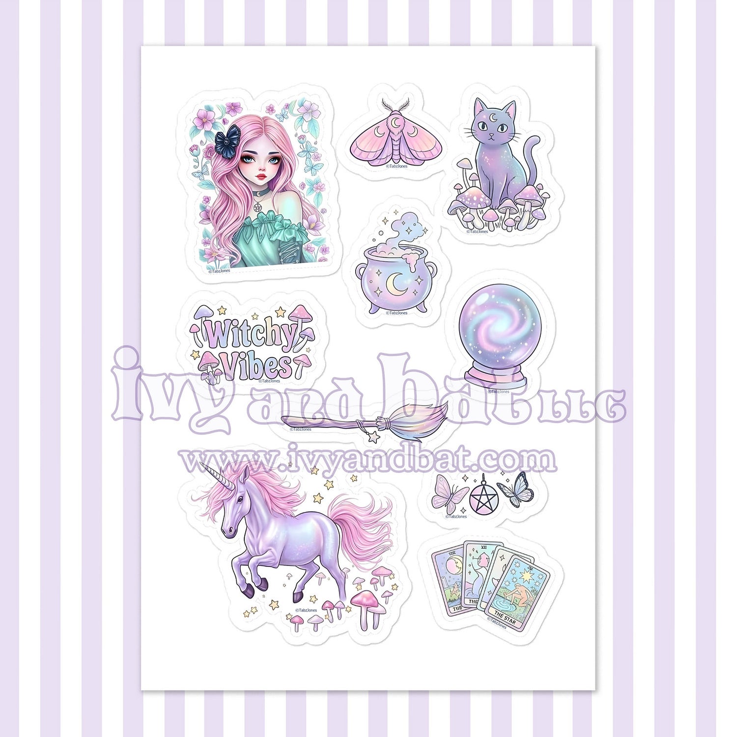 Pastel Witchy Vibes Sticker Collection Sheet