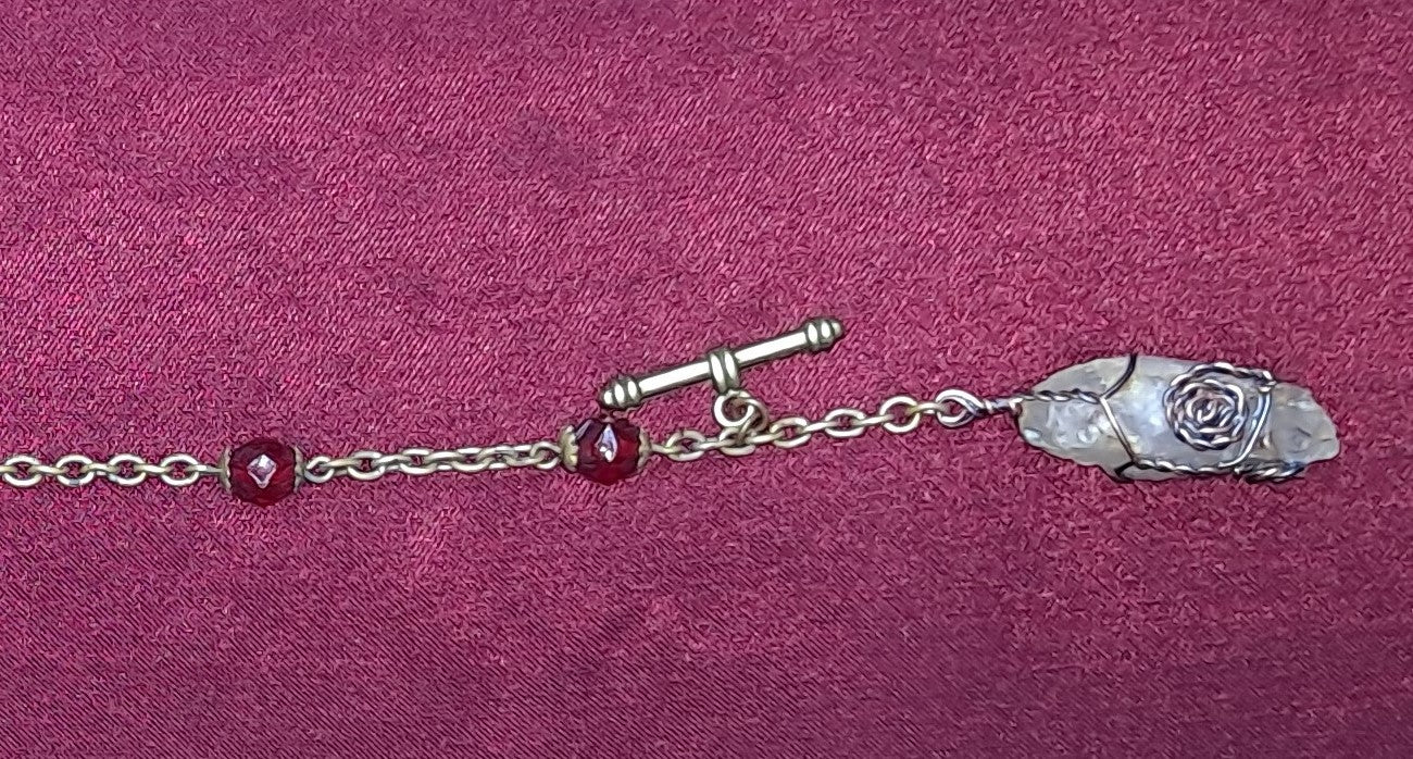 Antique Red Glass &amp; Brass Pendulum Bracelet