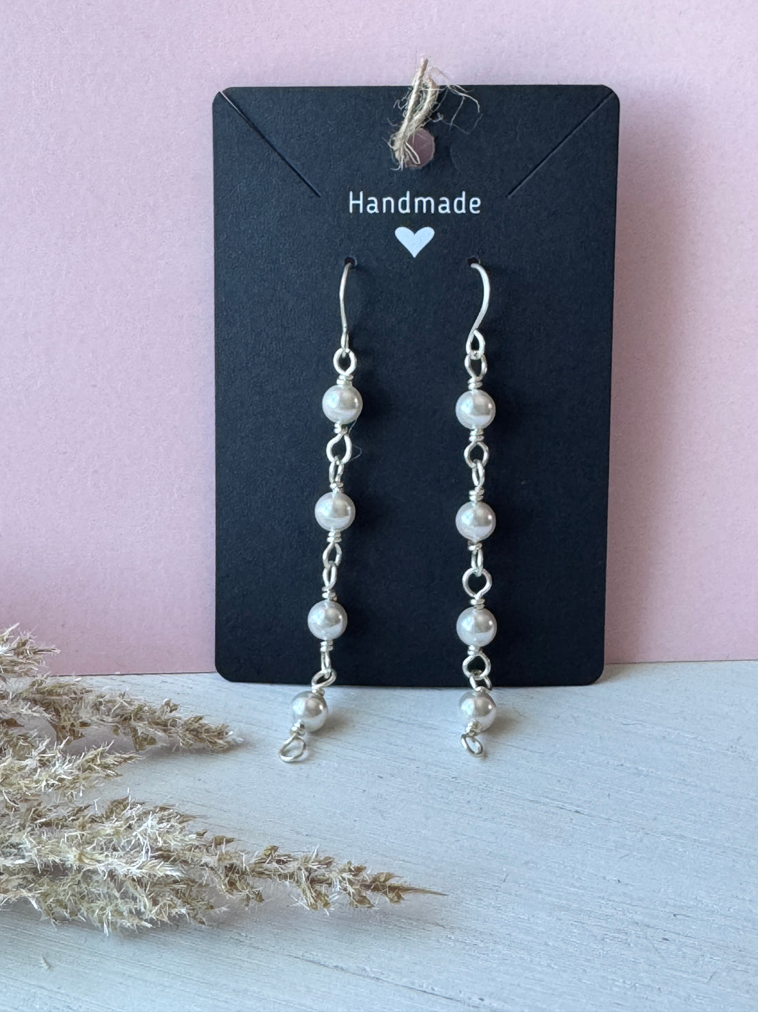 Silver Wire Wrapped Grade A Shell Pearl Earrings