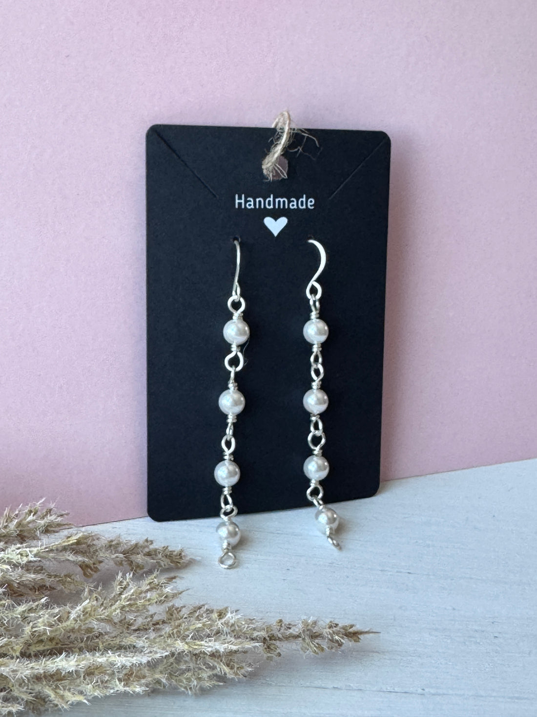 Silver Wire Wrapped Grade A Shell Pearl Earrings